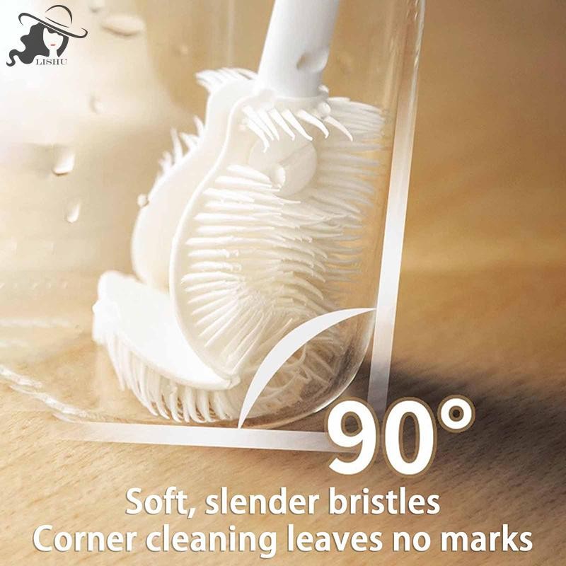 Lishu Bendable แปรงทําความสะอาดถ้วย Scrubber แก้วทําความสะอาดเครื่องมือทําความสะอาดห้องครัว Long Handle เครื่องดื่มขวดแก้วแปรงทําความสะอาด th