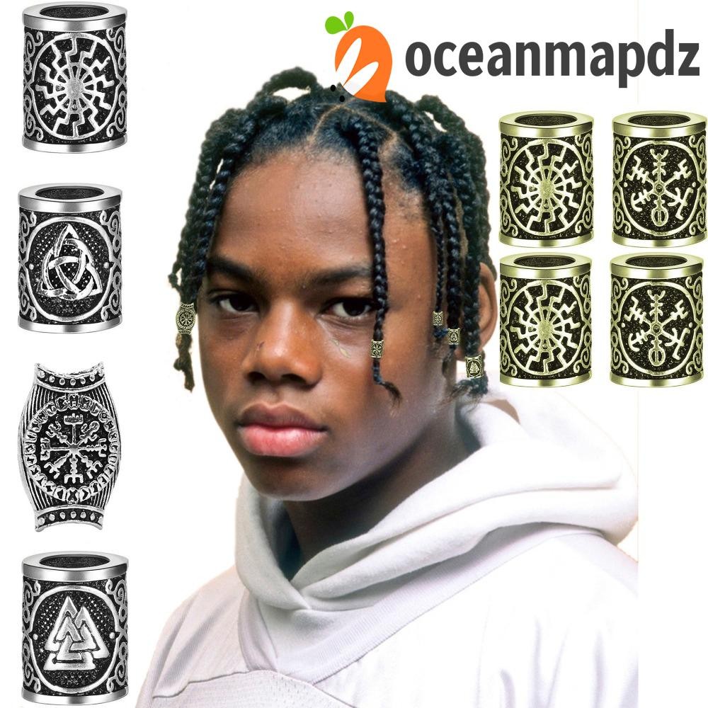 Oceanmapdz 6 ชิ้น/เซ็ตไวกิ้ง Runes ลูกปัด, Charms DIY ผม Braid Beard, TIWAZ TYR Sol Rune Odal Futhar