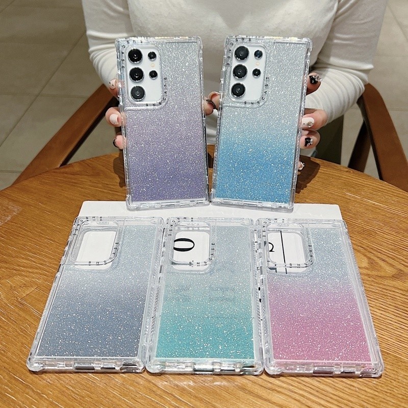 สำหรับ Samsung S24 S23 ultra PLUS S24 Fe 3 in 1 Bling gradient Glitter เคสโทรศัพท์สำหรับ Samsung S22 ultra PLUS S25 S21 S20 FE A16กันกระแทกฝาหลังแบบแข็ง ราคา ถูกที่สุด ดีลบีเคเค แกลเลอรีภาพที่ 5