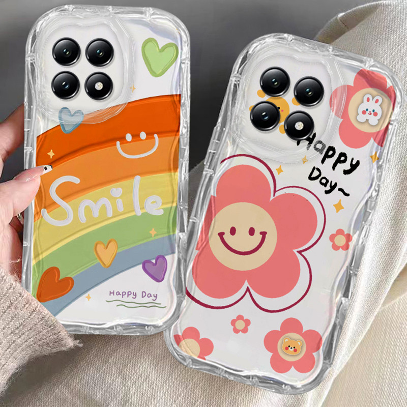 เคส Xiaomi 14T ความงามโปร่งใสกันกระแทกกล้องป้องกันดอกไม้ Soft Wave Edge TPU เคสโทรศัพท์ฝาครอบ
