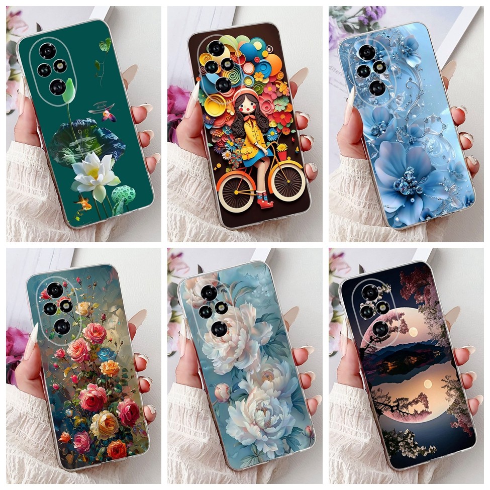 Honor 200 Pro กรณี ELP-NX9 ความงามแมวน่ารักแฟชั่นดอกไม้ทาสีปกหลัง Honor 200Pro เคสโทรศัพท์ ELP-AN00