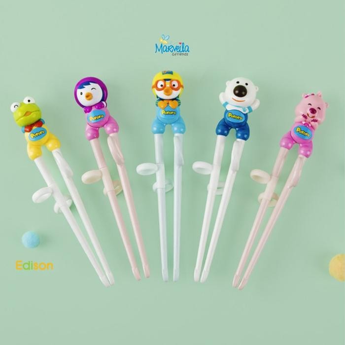 Edison Training Pororo Chopstick Series - ตะเกียบเด็ก - Pororo Blue