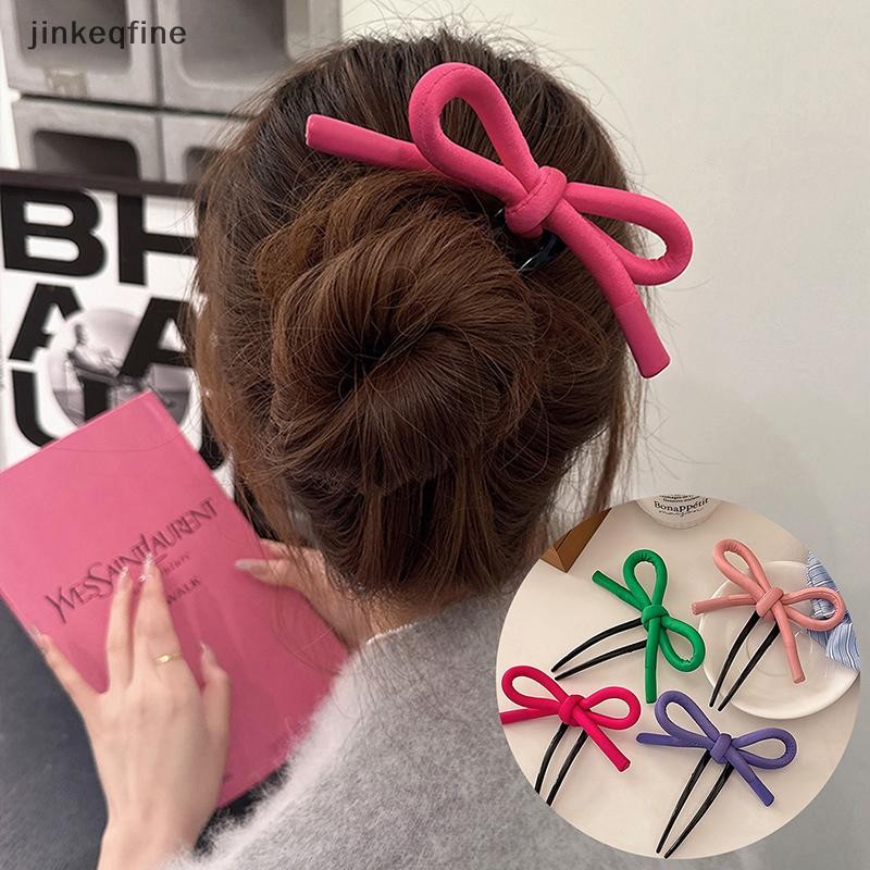 KTH แฟชั่นHairpin U-Shaped แบบโบว์ สไตล์หวานสำหรับผู้หญิงและสาวๆ พร้อมคลิปยึดผม Headwear