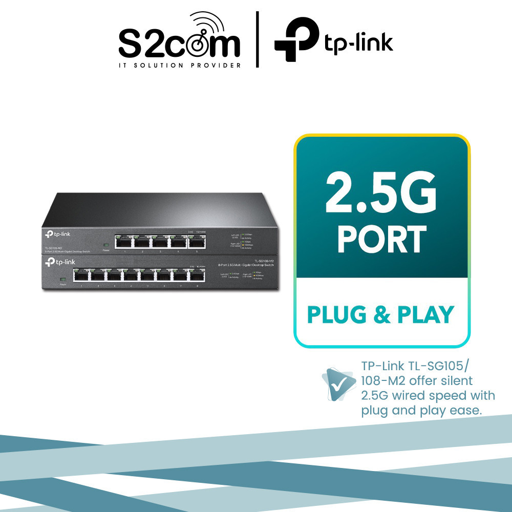 TP-LINK 5-Port & 8-Port 2.5G Desktop Plug and Play Network Switch TL-SG105-M2 & TL-SG108-M2