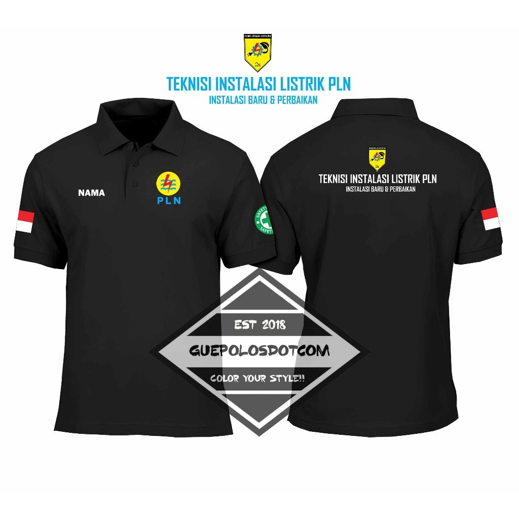 PLN ELECTRICAL INSTALLATION TECHNICIAN POLOSHIRT FREE NAME - PLN เสื้อคอปก NEW INSTALLATION & REPAIR