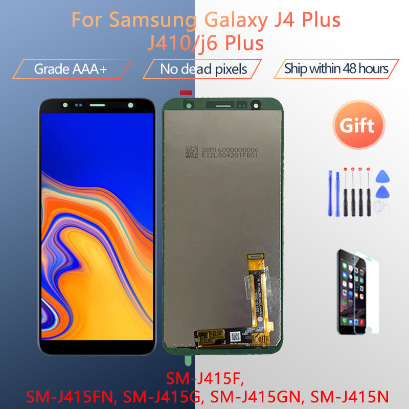6.0 LCD สําหรับ Samsung Galaxy J4+ 2018 J4 Plus J415 J415F J410 จอแสดงผล LCD เซ็นเซอร์หน้าจอสัมผัส