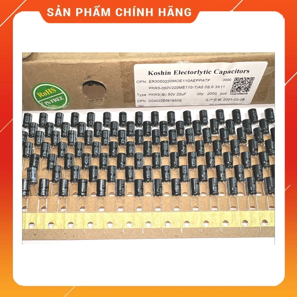 20ชิ้น KOSHIN CAPACITOR 50V 0.1UF, 50V 0.22UF, 50V 0.47UF, 50V 4.7UF, 50V 47UF, 50V 1 UF 10UF 22UF 5