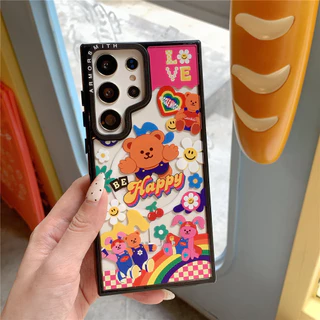 เคสหมีน่ารักสําหรับ Samsung Galaxy S26Ultra S25 S24 S23 FE Creative Magnetic กันกระแทก Hard ฝาหลัง