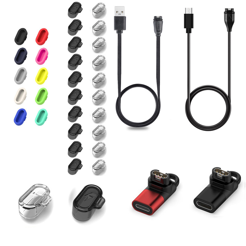 สายชาร์จสําหรับ Garmin forerunner 55 165 255 265 965 470 570 955 970 instinct vivoactive Fenix 8 8x 7 7x 6 6x 5 5x Venu 4 Silicone Anti Dust Proof Plugs Charger Port Protector
