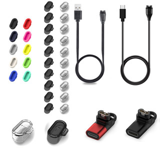 สายชาร์จสําหรับ Garmin forerunner 165 255 265 965 245 470 570 55 955 970 170 70 instinct Vivoactive Active 5 Fenix 8 8x 7 7x 6 6x 5 5x Venu 4 Venu sq 2 Approach S50 Silicone Anti Dust Proof Plugs Charger Port Protector