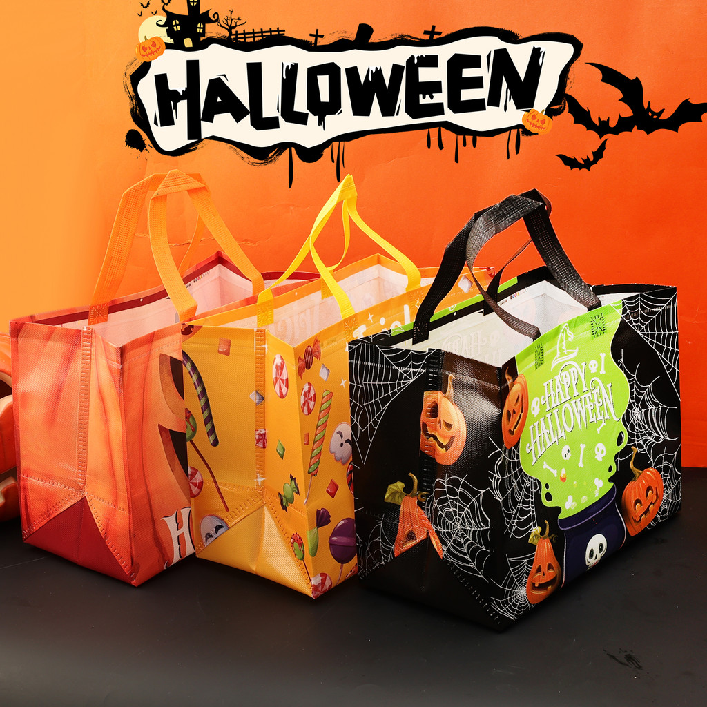 Creative Spider Web Bat Party Gift Snack Sacks - กระเป๋าถือไม่ทอฮาโลวีน - กระเป๋าเก็บผีฟักทองตลก