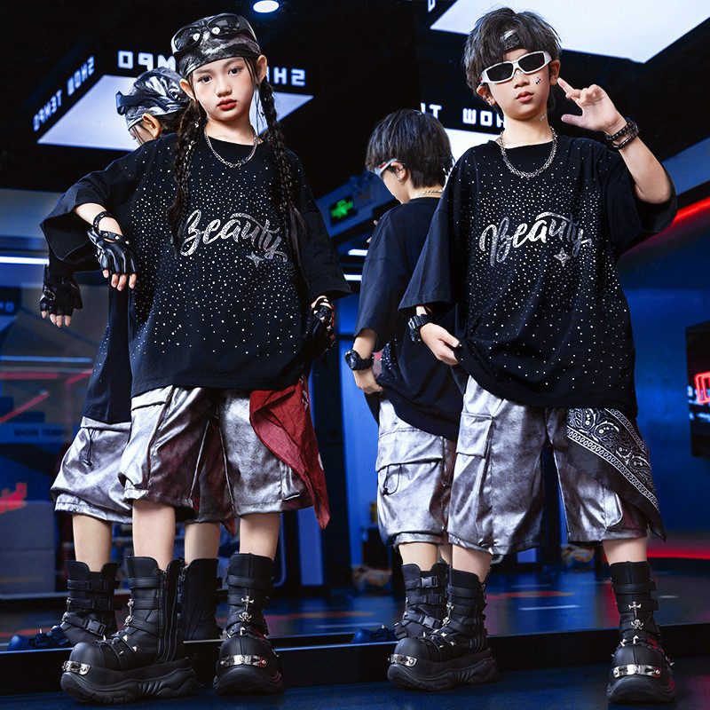 15-75KG ฮิปฮอป ชุดเต้น เด็ก ชุดโคฟเวอร์ เด็กผู้ชาย ชุด cover dance แจ๊ส ชุดซ้อม เด็กผู้หญิง hiphop ชุดลีดเดอร์ แดนเซอร์