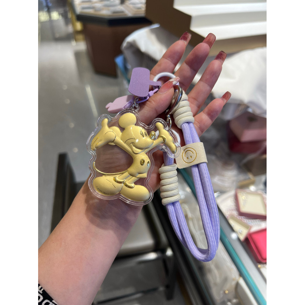 Lin Shengsheng Jewelry Shuibei Pure Gold 999 Mickey Mobile Phone Bag พวงกุญแจยาวประณีตสวยงาม