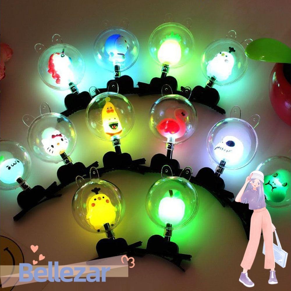 BELLEZAR Hairpin น่ารัก คลิปผมโปร่งใส Balloon สำหรับเด็ก ไฟ LED กระพริบเรืองแสง เหมาะสำหรับฤดูใบไม้ผลิ