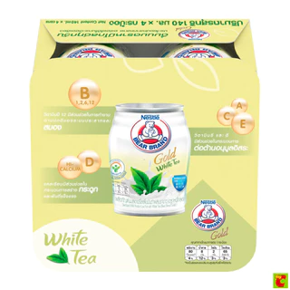 ตราหมี โกลด์ ผลิตภัณฑ์นมสเตอริไลส์ไขมันต่ำผสมชาขาว 140 มล. X 4 ชิ้น