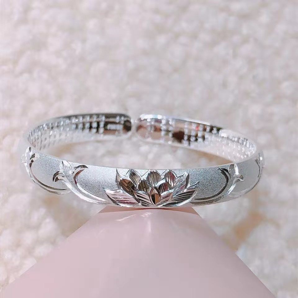 Greens หลอดและกําไลสร้อยข้อมือเงินสเตอร์ลิง S Colorfast Heart Sutra สร้อยข้อมือ Simple เปิดแฟนภรรยาแ