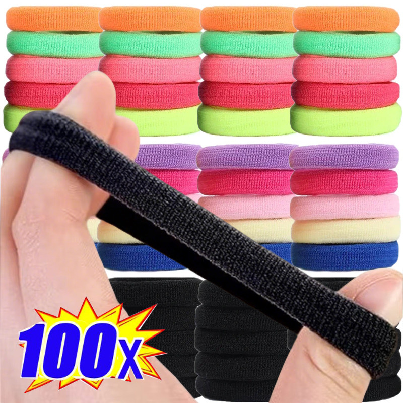10/50/100 ชิ้น 2/3/4/5 ซม.ที่มีสีสัน Ealstic ผม Ties - สาวไม่มีรอยต่อ Scrunchie หางม้าผู้ถือ
