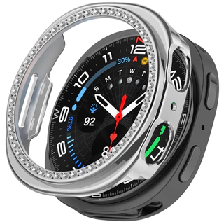Diamond Bling Hollow Protector สําหรับ Samsung Galaxy watch 8 40 มม.44 มม.กรณี Hard PC เกราะป้องกันกันชนสําหรับ Galaxy watch8 ฝาครอบ