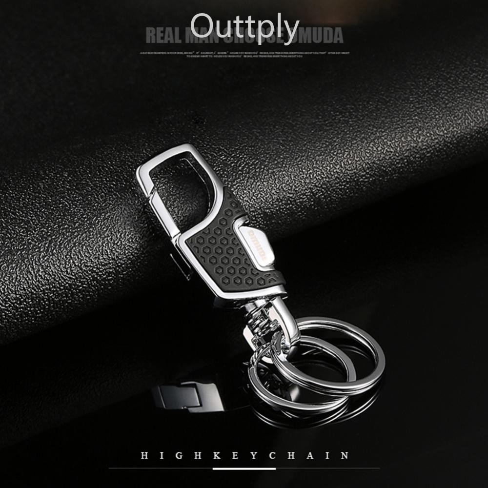 Outtply 1 PC รถเอวแขวน Keychains Key Chains สองแหวนผู้ถือโลหะสําหรับชาย F9X4