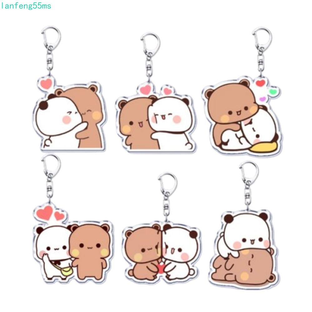 LANFENG การ์ตูน Bubu Dudu พวงกุญแจ, อะคริลิค Sweet Bubu Dudu พวงกุญแจ, Charm พวงกุญแจ Kawaii การ์ตูน