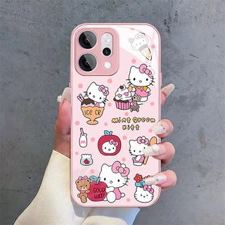 เคส OPPO Reno 14 13 15 14F 15F 13F 5G เคส OPPO Reno 14 13 15 Pro Max 5G Case เคสน่ารักการ์ตูนคิตตี้แมวหมีไอศกรีมกันกระแทกใหม่หรูหราของเหลวแก้วเคสโทรศัพท์สําหรับเด็กผู้หญิงผู้หญิงนักเรียน