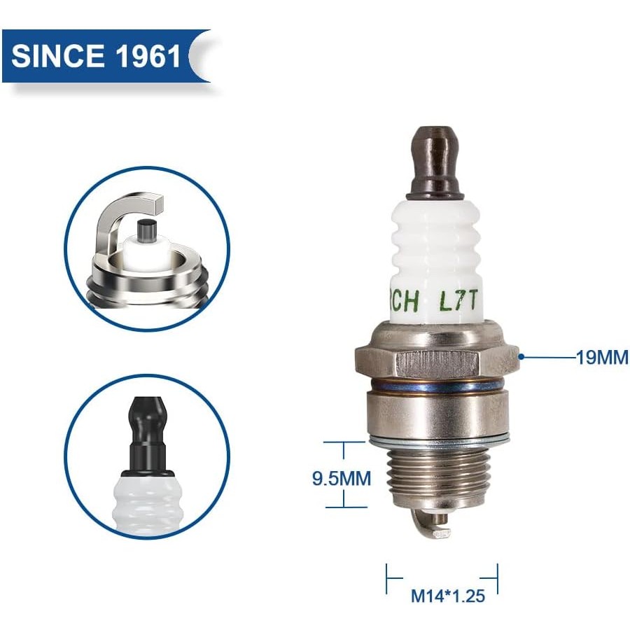 2PK TORCH L7T Spark Plug เปลี่ยนแชมป์ CJ7Y CJ8Y, สําหรับ NGK BPM7A BPM6A, สําหรับ Bosch WS5F WS6F, ส