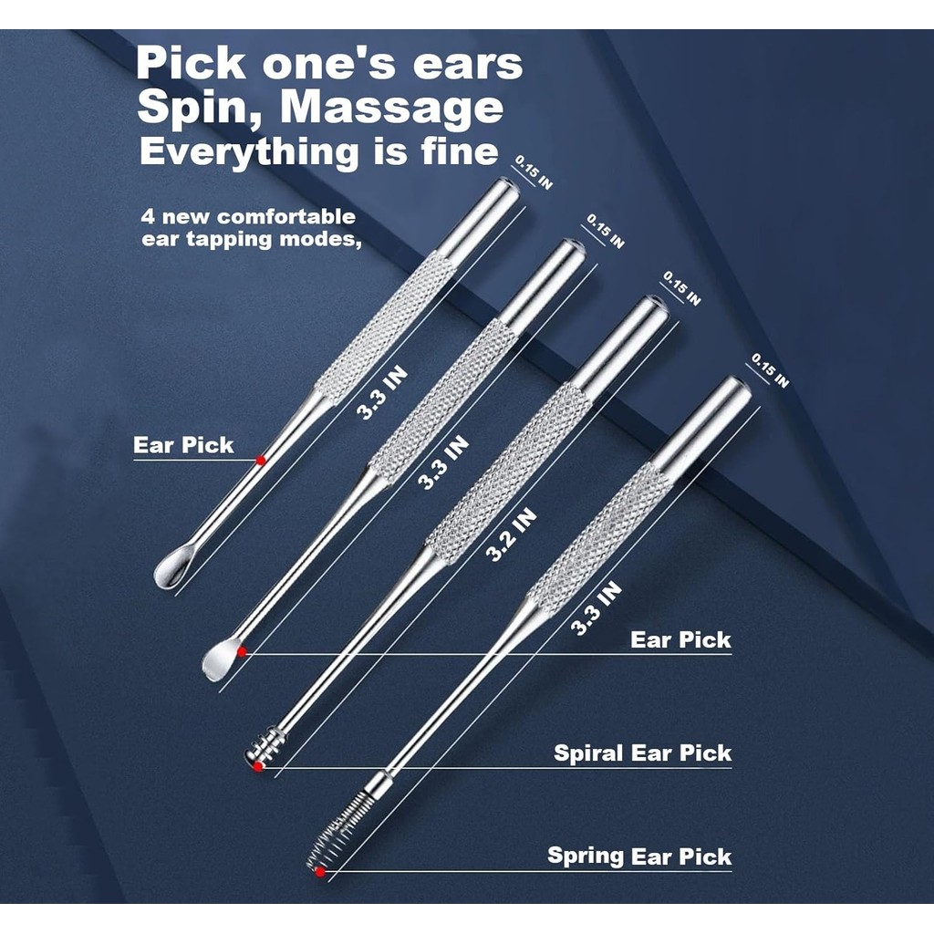 ฟรี Eagle EAR Wax Removal, 4 ชิ้นสแตนเลสนํากลับมาใช้ใหม่ปลอดภัยทําความสะอาดหู Earwax Removal ชุดเครื