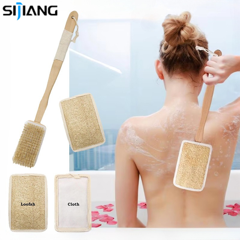 XIJIANG 2-in-1 Loofah Bath Sponge/Bath Back Brush/Back Scrubber พร้อมที่จับ/แปรงหลังสําหรับอาบน้ํา/แ
