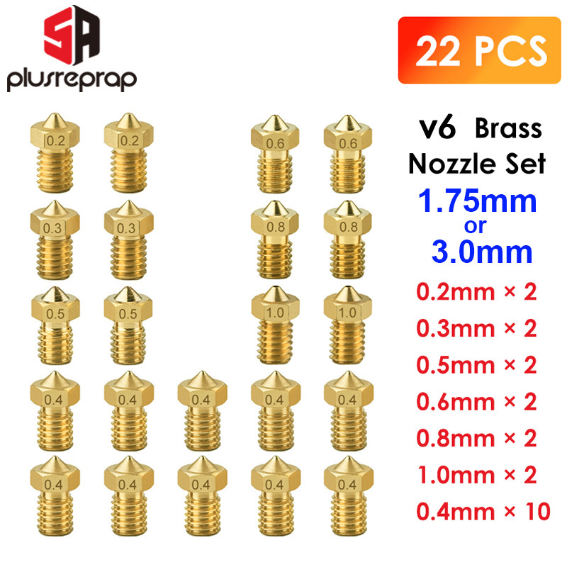 V6 Brass Nozzle for E3DV6 Anycubic i3 Mega S X Chiron Kobra Flybear HotEnd 0.4MM  J-Head Extruder Pr
