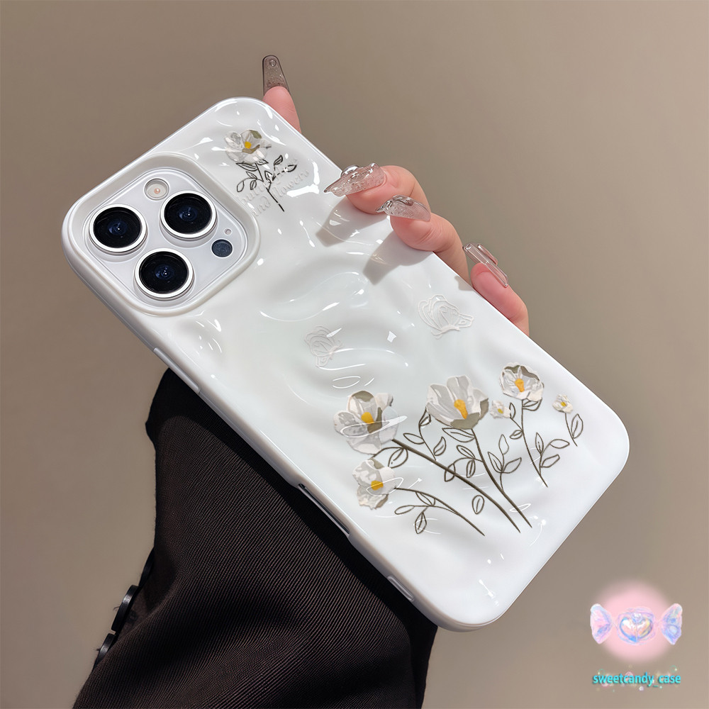 💖จัดส่งในพื้นที่💖 เคสเหมือนอุกกาบาต สีขาว ช่อดอกไม้ การออกดอก  สําหรับIPhone16 15 14 13 12 11 7 8plus Pro Promax X XR XS - รูปที่ 6