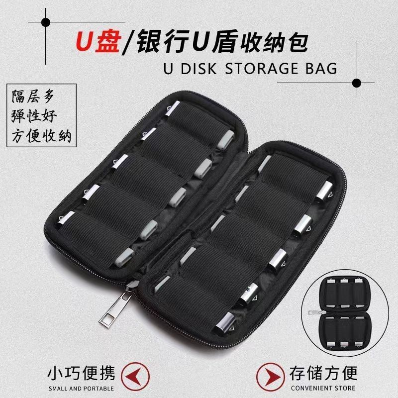 Hot Sale#Mini u Disk Storage Bag Bank Online Banking u Shield K Portable Black USB Flash Drive Case 
