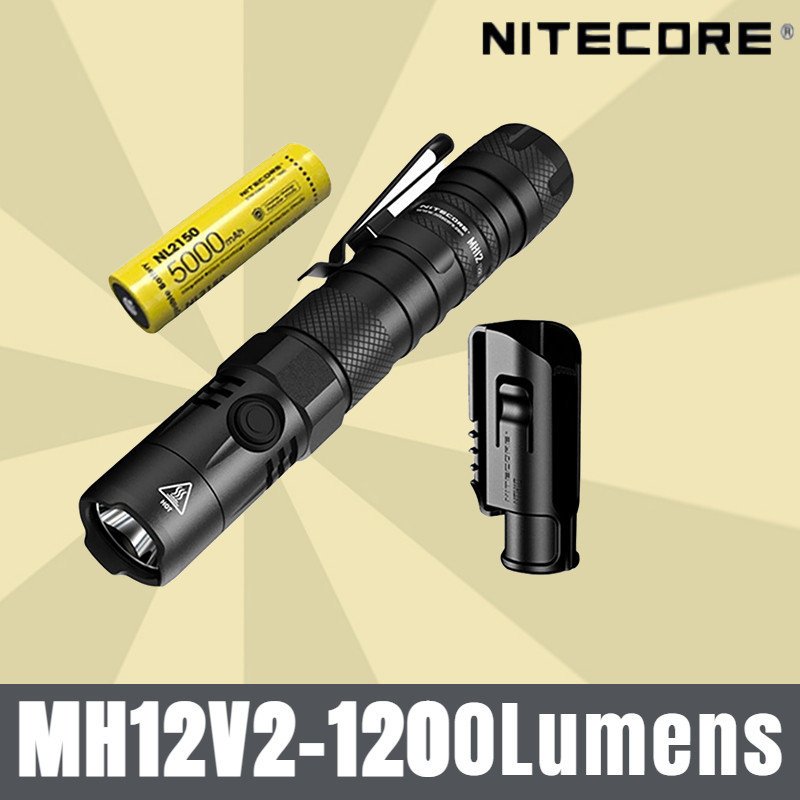 ไฟฉาย NITECORE MH12 V2 พร้อมแบตเตอรี่ 5000mAh ชาร์จได้ด้วย USB-C ความสว่าง 1200 lumens ใช้งานหลากหลาย