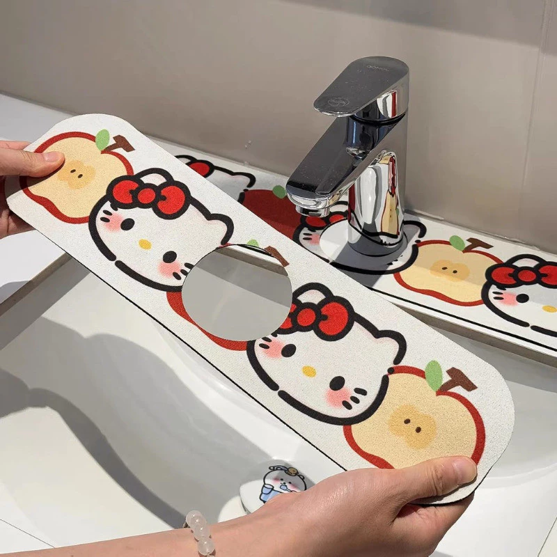 แมวน่ารัก Cat Faucet Drain Pad Splash Proof Sink Pad Kitchen Placemats Supply