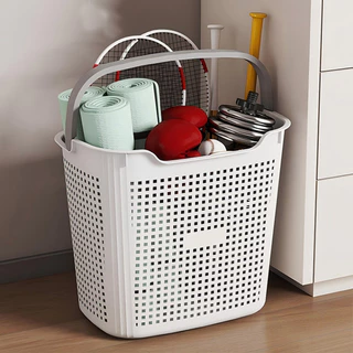 ตะกร้าผ้า ตะกร้าใส่ผ้า ตะกร้าพลาสติก clothes basket ขนาด 36.5*25*34ซม. สไตล์มินิมอล เข้ากับทุกบ้าน
