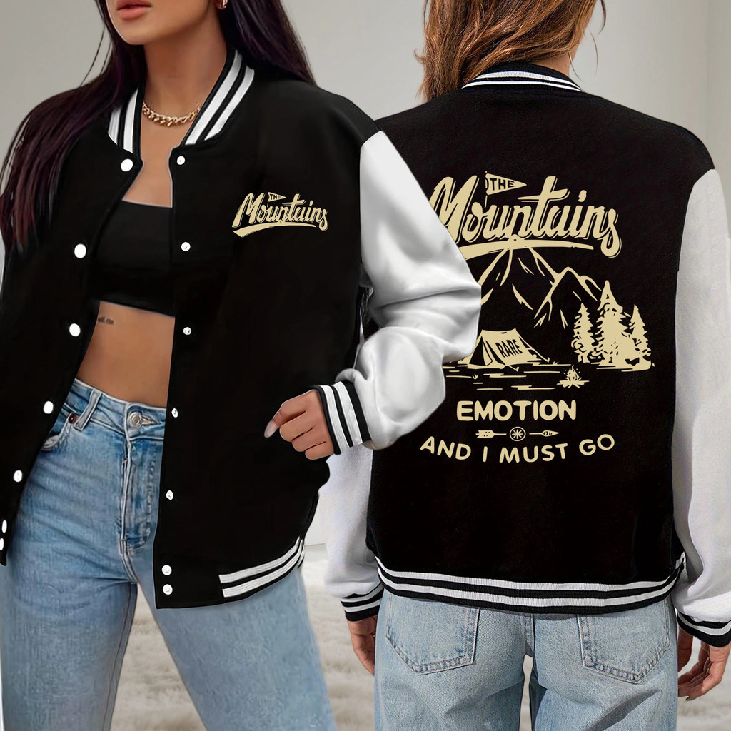 Mountains Go Camping Emotion Design-Uniform Baseball สําหรับผู้หญิง, Bleed informal Jacket, เสื้อผ้า