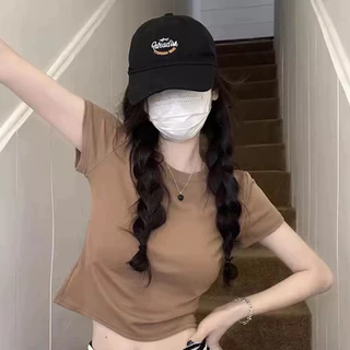 ✨ MKL ✨ เสื้อครอป เอวลอย คอกลม แขนสั้น ผ้านิ่มลื่นใส่สบาย มีหลายสีให้เลือก เสื้อยืดแฟชั่น#9020