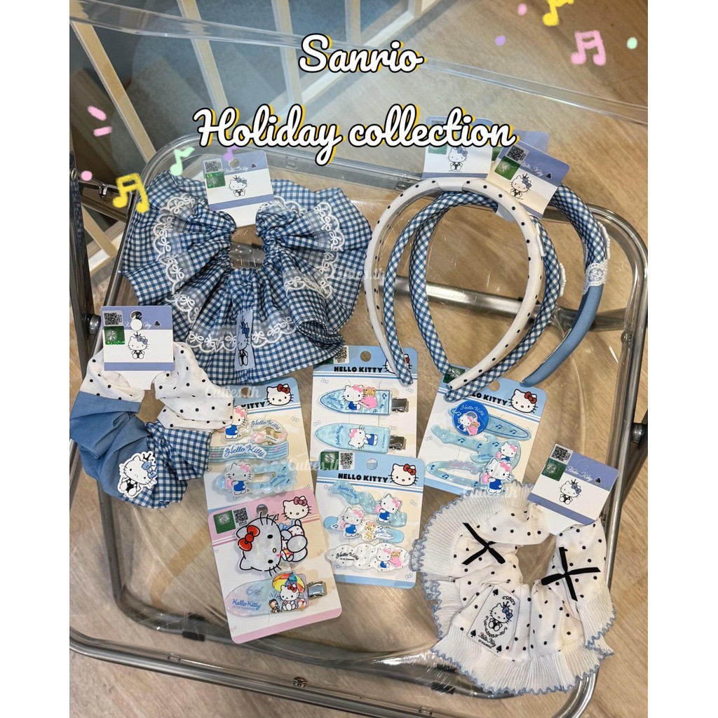 [แท้100%] Kitty – Holiday collection  กิ๊ฟติดผม กิ๊บติดผมซานริโอ้ ซาริโอ้ คอลเลคชั่นคิตตี้ โทนฟ้า สีสันสดใส