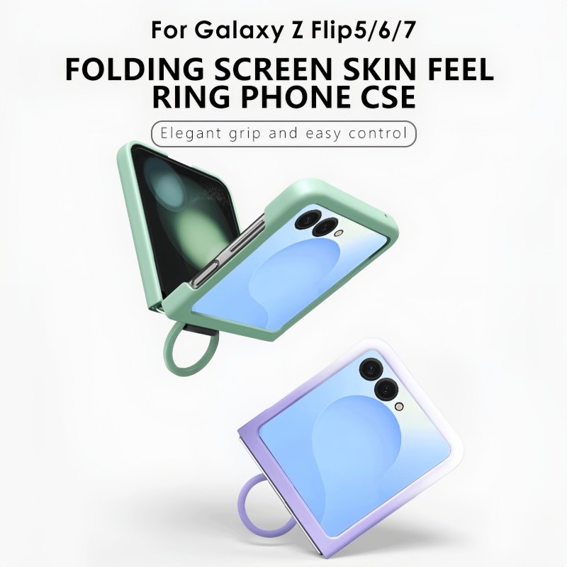 LUKEN ไล่โทนสีที่มีสีสัน Matte พร้อมแหวนจับสําหรับ Samsung Z Flip 7 6 5 ZFlip7FE ZFlip6 นิ้วหัวเข็มขัดสีลูกกวาดกันกระแทก