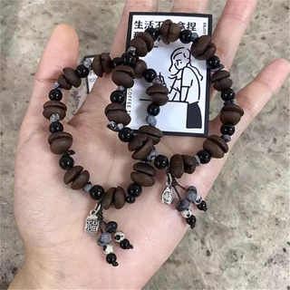 สร้อยข้อมือจากเมล็ดกาแฟสำหรับเพศหญิงและกำไลสำหรับทุกเพศ แบบย้อนยุค
