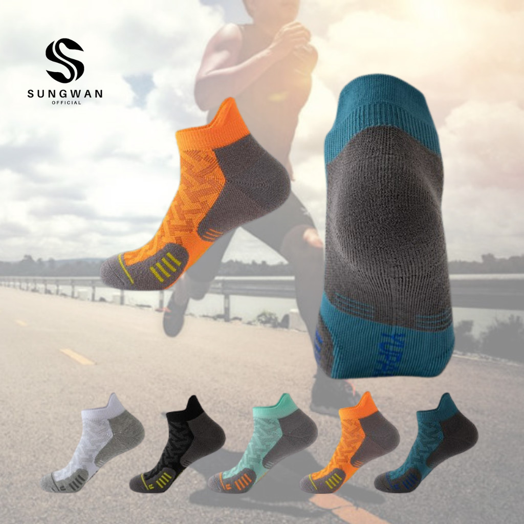 ถุงเท้าวิ่งข้อสั้น yaopao แบบสีทูโทน ผ้าหนานุ่ม ไม่บาง แก้รองช้ำ เหมาะกับวิ่ง (YP1SPS)