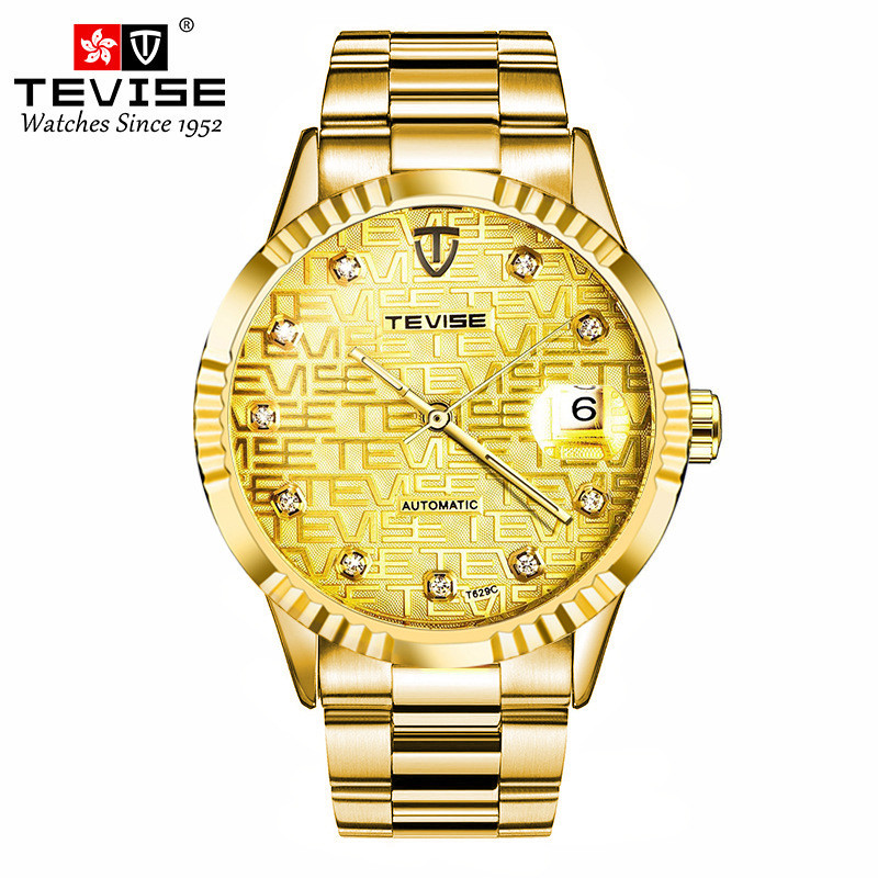 TEVISE 2025 Mechanical Watch นาฬิกาทองผู้ชาย Automatic Mechanical