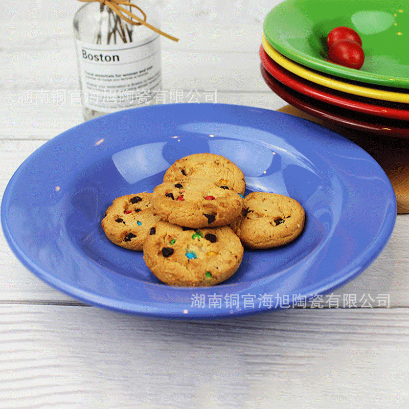 Western Creative Color Glaze สลัดจานเซรามิคในครัวเรือนขายส่ง ing สไตล์จานผลไม้เซรามิคจาน 8Q3J