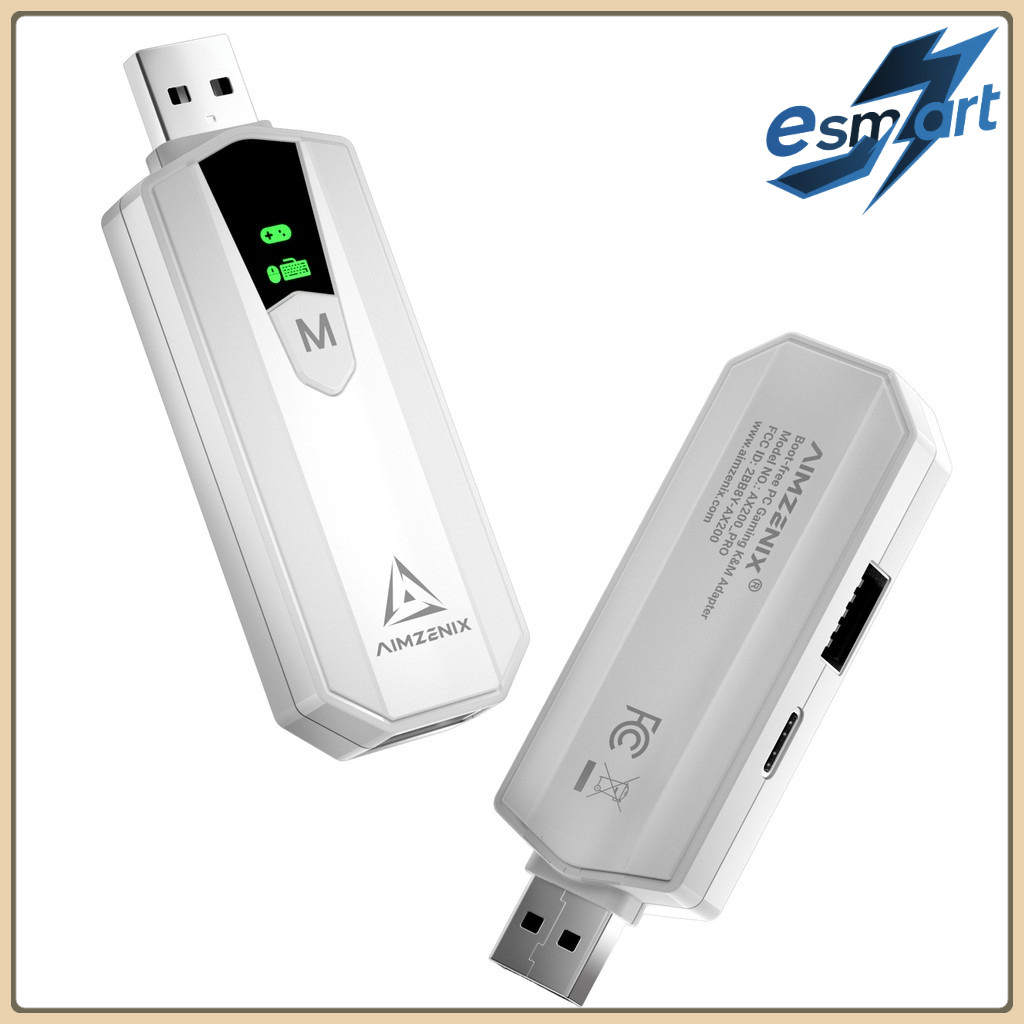คีย์บอร์ดและเมาส์ AIMZENIX AX200PRO เพื่อตัวแปลงคอนโทรลเลอร์สําหรับพีซีและสวิตช์ Nintendo - อะแดปเตอ