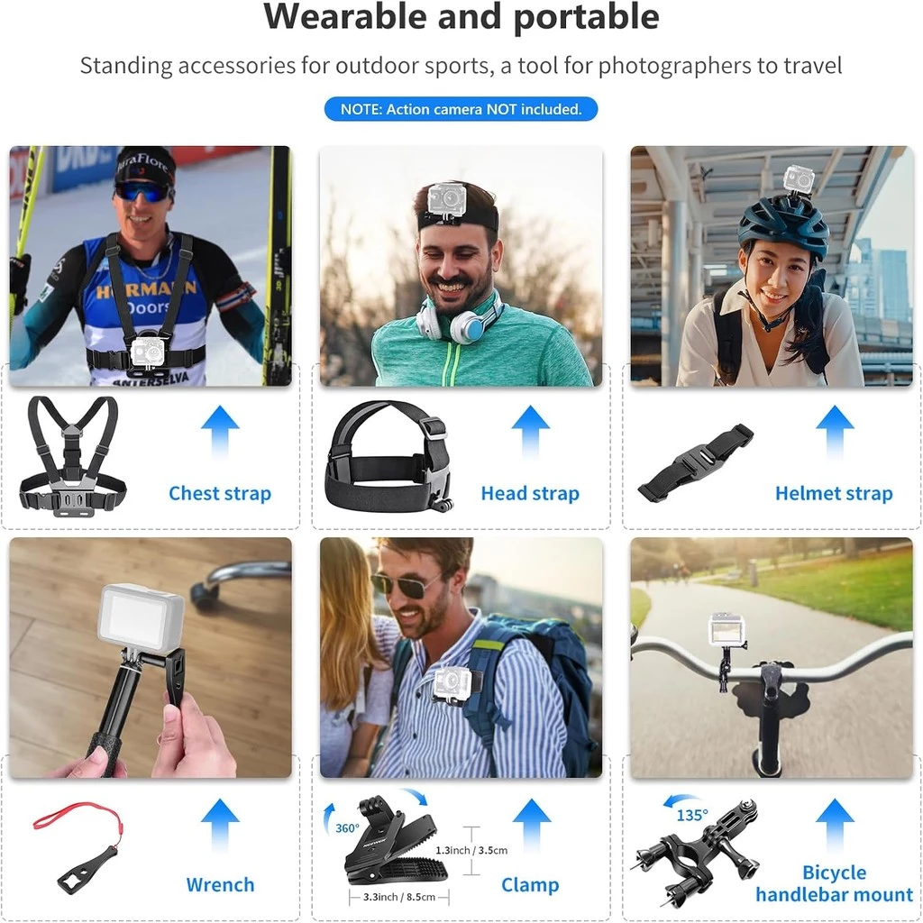 NEEWER ชุดอุปกรณ์เสริมกล้องแอคชั่นแคม 50-in-1 สำหรับ GoPro Hero 12/11 DJI OSMO Insta360 thumbnail 5