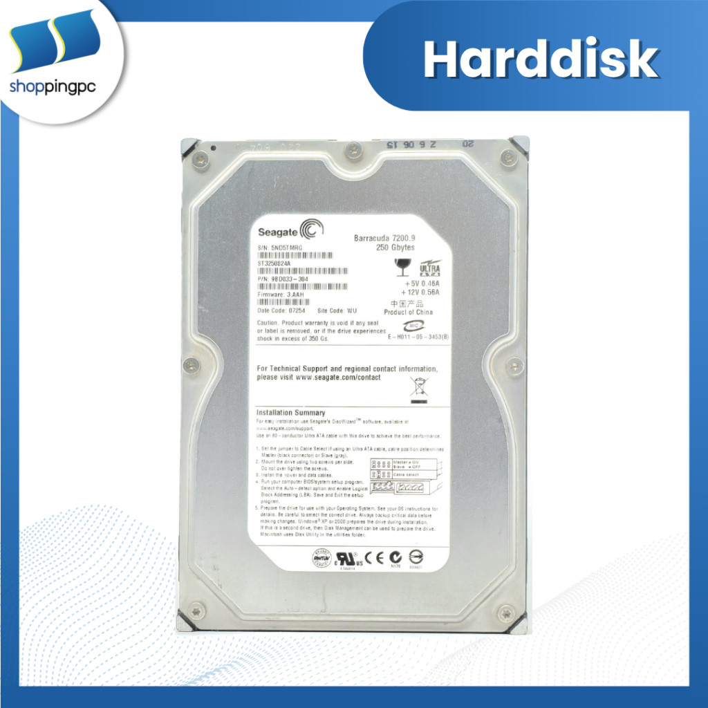 Seagate 9BJ03E-305 - 250GB 7.2K RPM IDE EIDE PATA 3.5" LFF Desktop Hard Drive (HDD)