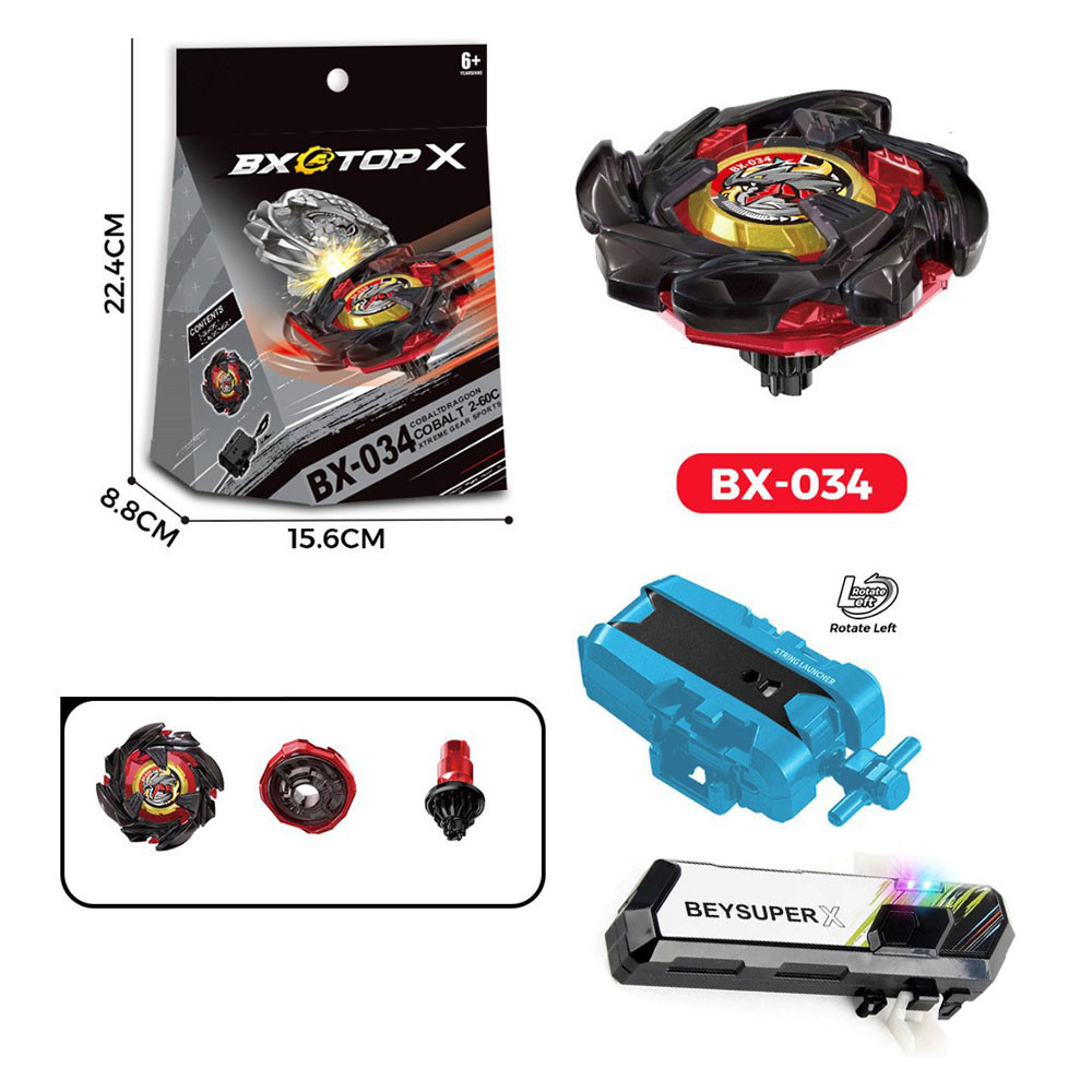 Bey X ซ้าย Bey BX-034 Cobalt Dragoon Baybad Xtreme พร้อม Launcher สําหรับ Beybla ของเล่นเด็กสําหรับเด็กของขวัญวันเกิดเด็ก