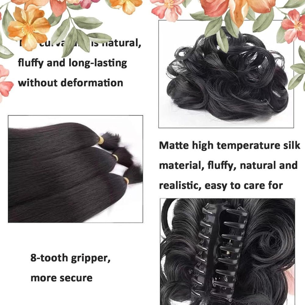 ICRAFT Bun Extension Clips, Messy Curly Bun​​ ​​คลิปกรงเล็บวิกผมดอกตูม, ส่วนขยายผมหางม้า​​ เครื่องประดับผม ผมสังเคราะห์หัวบอลปุย​​ แฮร์พีชผู้หญิงหัวซาลาเปาวิกผม​​ ราคา ถูกที่สุด ดีลบีเคเค แกลเลอรีภาพที่ 7
