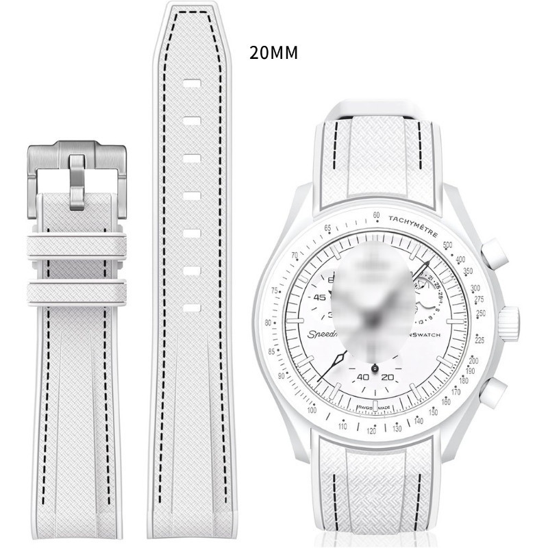 สายซิลิโคนปลายโค้ง 20 มม. สําหรับ Moonwatch – สายนาฬิกาสํารองกันน้ําและทนทาน | อุปกรณ์เสริมที่รองรับ พระเจ้าช่วย ราคาไม่แพง