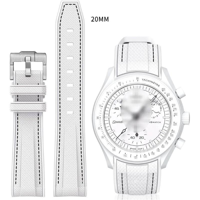 สายซิลิโคนปลายโค้ง 20 มม. สําหรับ Moonwatch - สายนาฬิกาสํารองกันน้ําและทนทาน | อุปกรณ์เสริมที่รองรับ พระเจ้าช่วย ราคาไม่แพง