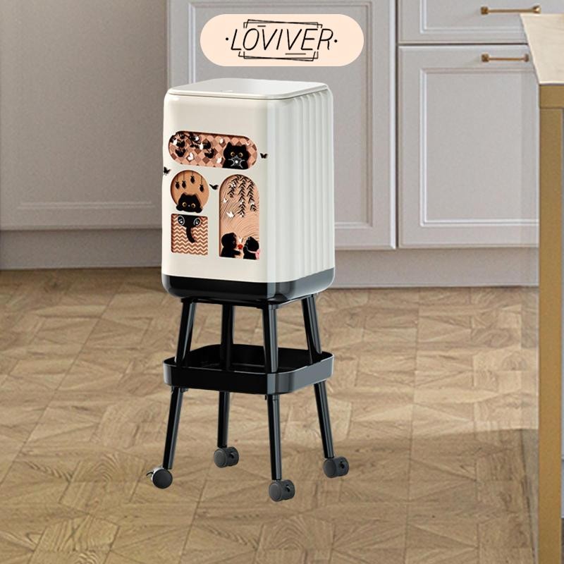 LOVIVER ถังขยะมีล้อ ถังขยะ Simplistic ความจุขนาดใหญ่ถังขยะตะกร้าขยะสําหรับ Dresser ห้องครัวห้องนั่งเล่นห้องน้ํา